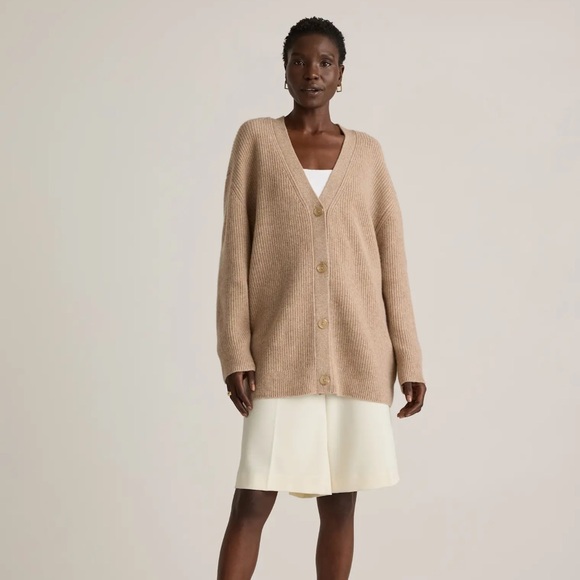Mongolian Cashmere Oversized Boyfriend Cardigan Sweater - Picture 1 of 7